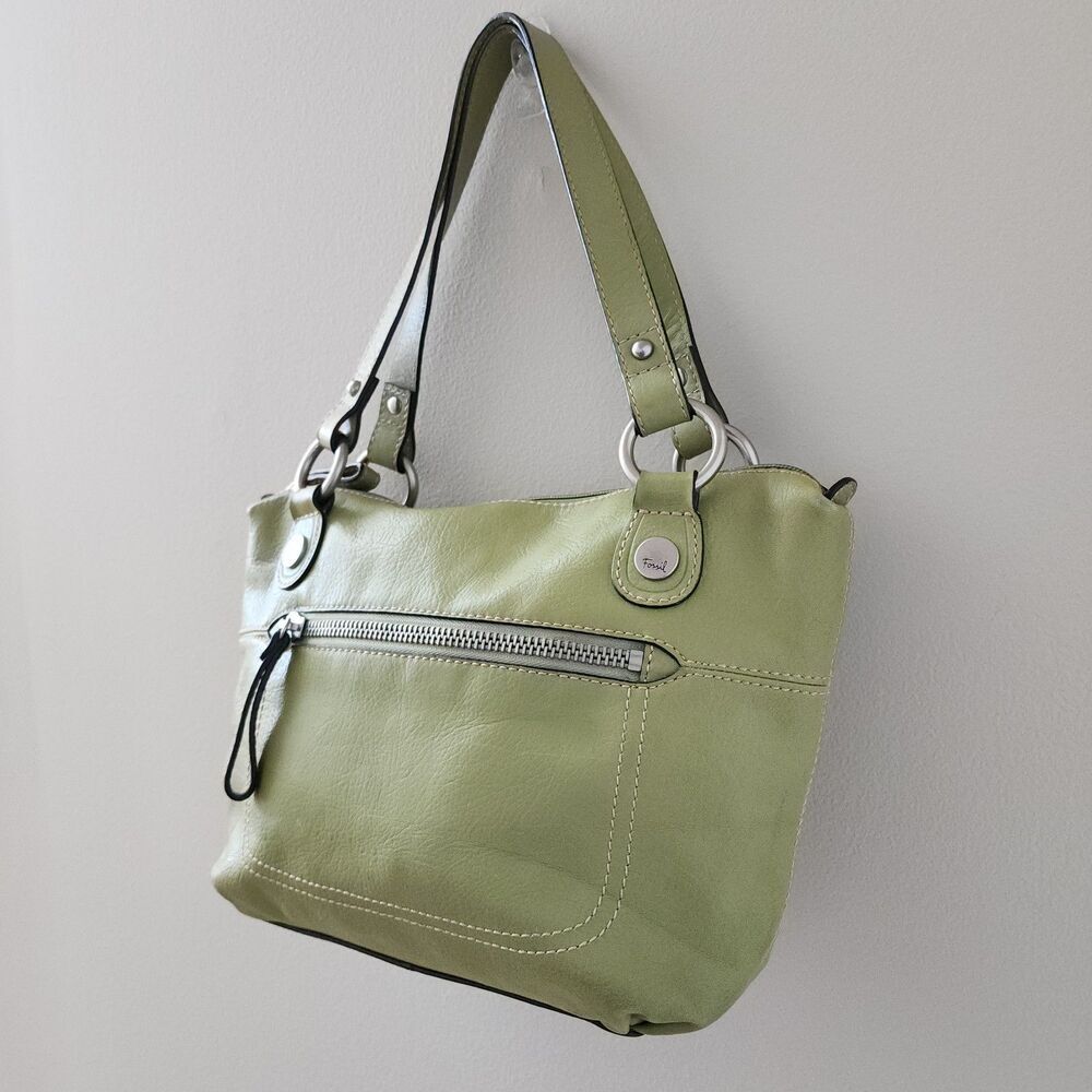 Fossil Olive Green Pebble Leather Hobo Bag Shoulder Bag - Picture 4 of 9